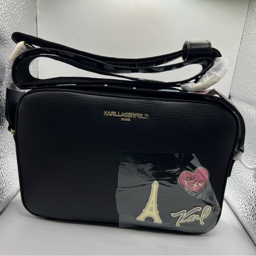 NEW ! NWT KARL LAGERFELD Maybelle Camera Crossbody Logo Strap Bag